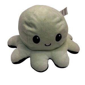 TeeTurtle Reversible Plush Octopus Stuffed Animal Toy Green Black Mood